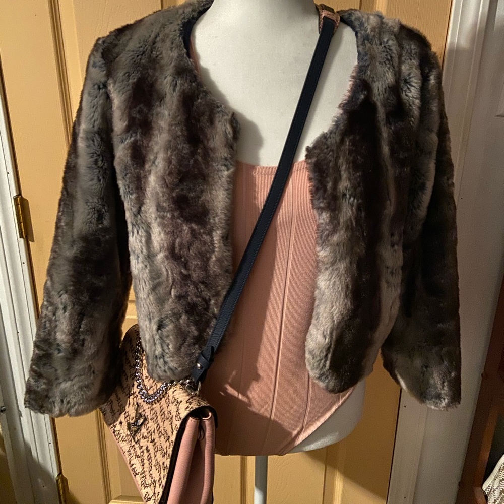 Free People Faux Fur Cropped Jacket size M